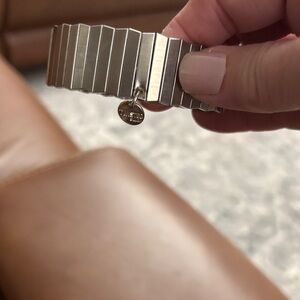 Twisted Silver Stretch Bracelet with Charm